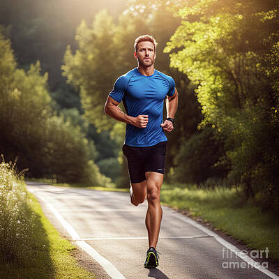 Athletes Photos - Athlete man runs with speed outdoors. by Joaquin Corbalan