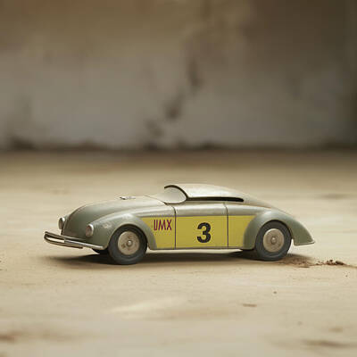 Vintage Diner Cars - Atomic Tin Toy Racecar 3 by Yo Pedro
