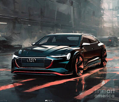 Fantasy Mixed Media - Audi E Tron S Sportback Prototype 2020 Dark Cars fantasy Luxury German by Cortez Schinner