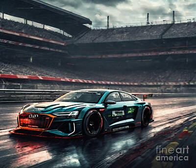 Fantasy Mixed Media - Audi Rs E Tron Gt Raceway 2021 Dark Cars fantasy by Cortez Schinner