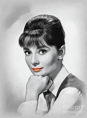 Actors Paintings - Audrey Hepburn, Hollywood Icon by Esoterica Art Agency