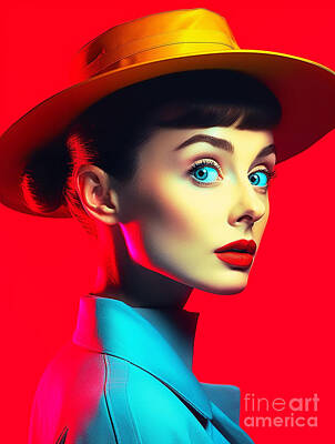 Actors Royalty Free Images - Audrey  Hepburn  shocked  curious  Surreal  Cinemati  by Asar Studios Royalty-Free Image by Celestial Images