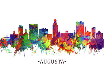 Recently Sold - Abstract Skyline Mixed Media - Augusta Georgia Skyline by NextWay Art