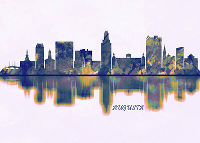 Abstract Mixed Media - Augusta Skyline by NextWay Art