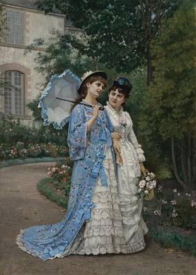 Stunning 1x - Auguste Toulmouche A Garden Stroll by Romed Roni