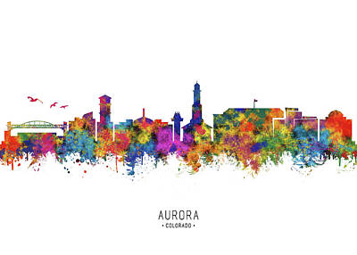 Abstract Skyline Digital Art - Aurora Colorado Skyline by NextWay Art