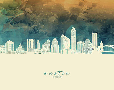 Skylines Digital Art - Austin Skyline Panorama 2 by Bekim M