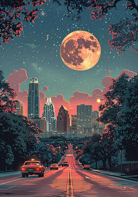 Cities Royalty-Free and Rights-Managed Images - Austin Texas Poster by Stephen Smith Galleries