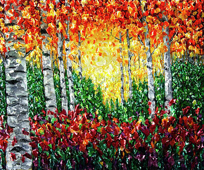 Impressionism Royalty-Free and Rights-Managed Images - Autumn Colorado Landscape, Impressionist Impasto  by Lena Owens - OLena Art Vibrant Palette Knife and Graphic Design