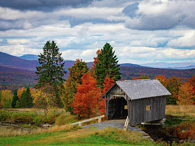 Wine Down Rights Managed Images - Autumn Covered Bridge Royalty-Free Image by James Walsh