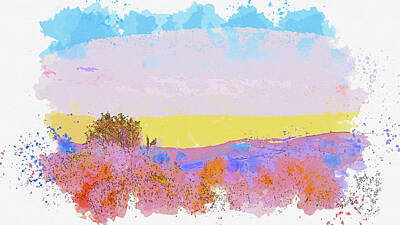 Abstract Skyline Paintings - Autumn in Teton County, Wyoming, ca 2021 by Ahmet Asar, Asar Studios by Celestial Images