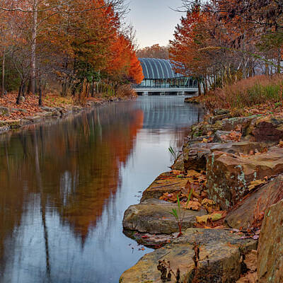 Landscapes Royalty-Free and Rights-Managed Images - Autumn Landscape at Crystal Bridges Museum of American Art by Gregory Ballos