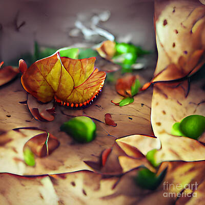 Still Life Digital Art - Autumn Leaves by Elle Arden Walby