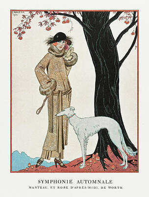 Jazz Mixed Media - Autumn Symphony Mantle and Afternoon Dress by George Barbier