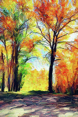 Landscapes Mixed Media - Autumn Trees in Idaho by Tatiana Travelways