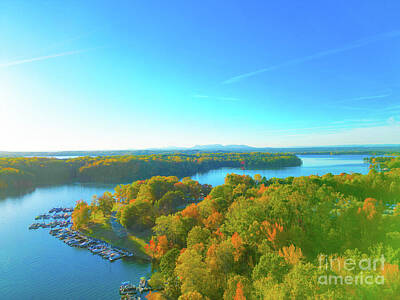 Kids Alphabet - Autumnal Majesty over Belews Lake A Golden Hour Panorama by Raynor Garey
