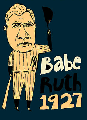 Best Sellers - Athletes Paintings - Babe Ruth New York Yankees by JB Perkins