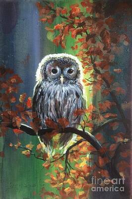Global Design Abstract And Impressionist Watercolor - Baby owl  by Lizzy Forrester