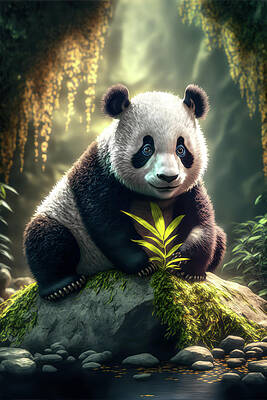 Mammals Digital Art - Baby Panda by Wes and Dotty Weber