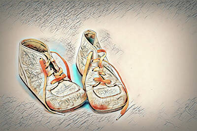 Photo Royalty Free Images - Baby Shoes - Charcoal Royalty-Free Image by Cindy Shebley