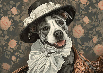 Roses Paintings - Baby Staffordshire Bull Terrier Petite Duchess Staffordshire Bull Terrier by Adrien Efren