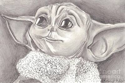 Comics Drawings - Baby Yoda by Robin Latsch