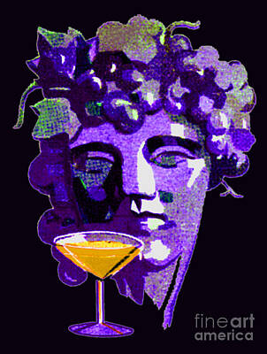 Wine Paintings - Bacchus Bust with Wine by Uknown