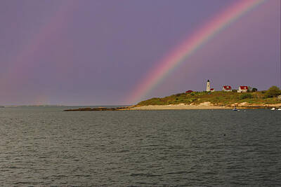 Fleetwood Mac - Baker Island Lighthouse under a Rainbow by Jeff Folger