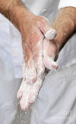 Design Turnpike Books Royalty Free Images - Baker rubs his hands in flour v5 Royalty-Free Image by Oren Shalev