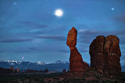 Royalty-Free and Rights-Managed Images - Balanced Moon Over The La Sals by Mike Berenson
