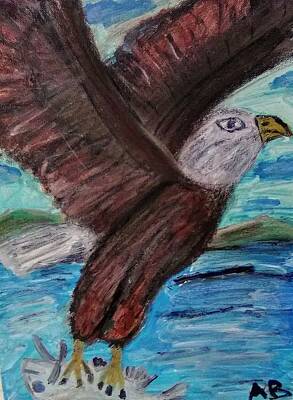 Birds Mixed Media - Bald Eagle in Flight with Fish by Andrew Blitman