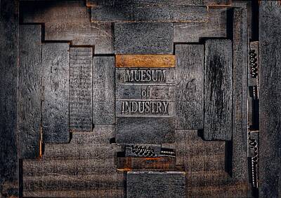 Steampunk Photos - Baltimore Museum of Industry print Misspell - brown 2 by Marianna Mills