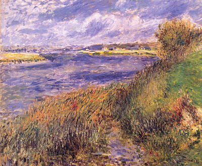 Paris Skyline Paintings - Banks of the Seine at Champrosay  Pierre-Auguste Renoir by Artistic Rifki