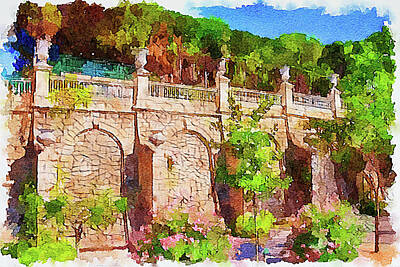 City Scenes Mixed Media Rights Managed Images - Barcelona gardens at springtime Royalty-Free Image by Tatiana Travelways