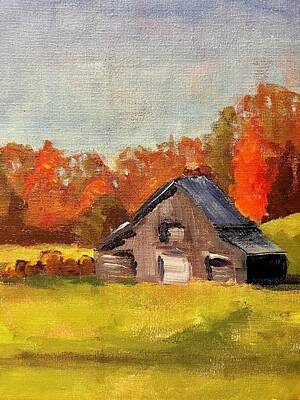 Susan Elizabeth Jones Royalty-Free and Rights-Managed Images - Barn in Autumn by Susan Elizabeth Jones