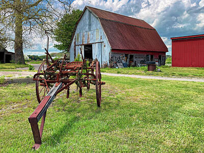 Lets Be Frank - Barn with Vintage Plow by Bill Swartwout