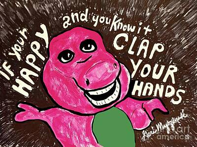 Studio Grafika Vintage Posters Rights Managed Images - Barney If Your Happy and You Know it Clap your Hands Royalty-Free Image by Geraldine Myszenski