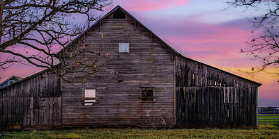 Royalty-Free and Rights-Managed Images - Barnscape Sunset - Farmhouse Photography Panorama by Gregory Ballos