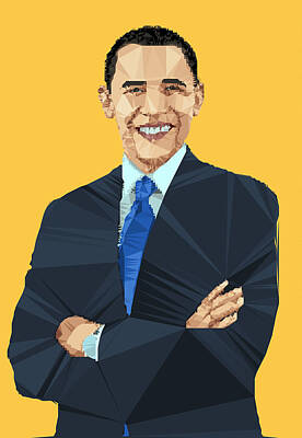 Politicians Digital Art Royalty Free Images - Barrack Obama Abstract Portrait Royalty-Free Image by Christopher Hollon