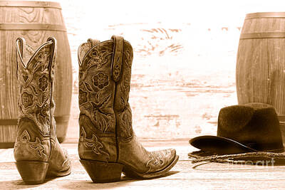 Landmarks Royalty-Free and Rights-Managed Images - Barrel Racing - Sepia by American West Legend