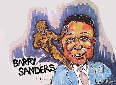 Animals Royalty-Free and Rights-Managed Images - Barry Sanders Detroit Lions Statue Unveil  by Geraldine Myszenski