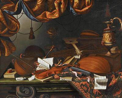 Watercolor Dogs - Bartolomeo Bettera  Bergamo 1639   post 1699  Mus cal  nstruments by Romed Roni