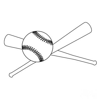 Baseball Digital Art - Baseball And 2 Bats by Bigalbaloo Stock