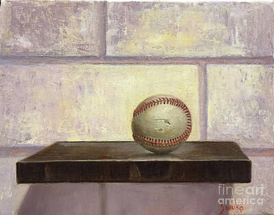Cities Paintings - Baseball Art - Cut Ball by Max Savaiko