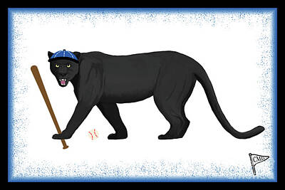 Baseball Royalty Free Images - Baseball Black Panther Blue Royalty-Free Image by College Mascot Designs