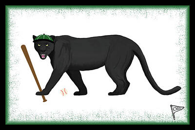 Baseball Royalty Free Images - Baseball Black Panther Green Royalty-Free Image by College Mascot Designs