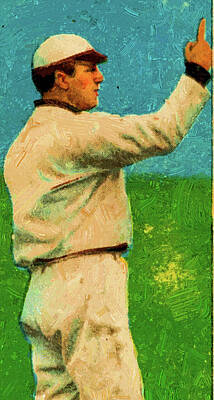 Royalty-Free and Rights-Managed Images - Baseball Game Cards of Old Mill John McGraw Finger in Air Oil Painting by Celestial Images