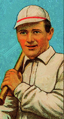 Baseball Royalty-Free and Rights-Managed Images - Baseball Game Cards of Piedmont Heinie Wagner Oil Painting by Celestial Images