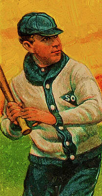 Sports Paintings - Baseball Game Cards of  Piedmont Hugh Duffy Oil Painting by Celestial Images