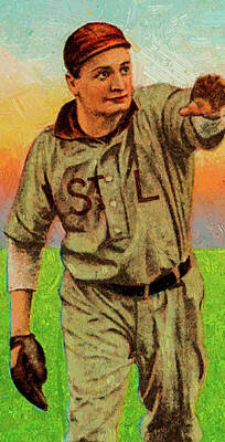 Baseball Royalty-Free and Rights-Managed Images - Baseball Game Cards of Piedmont Rube Waddell Throwing Oil Painting  by Celestial Images